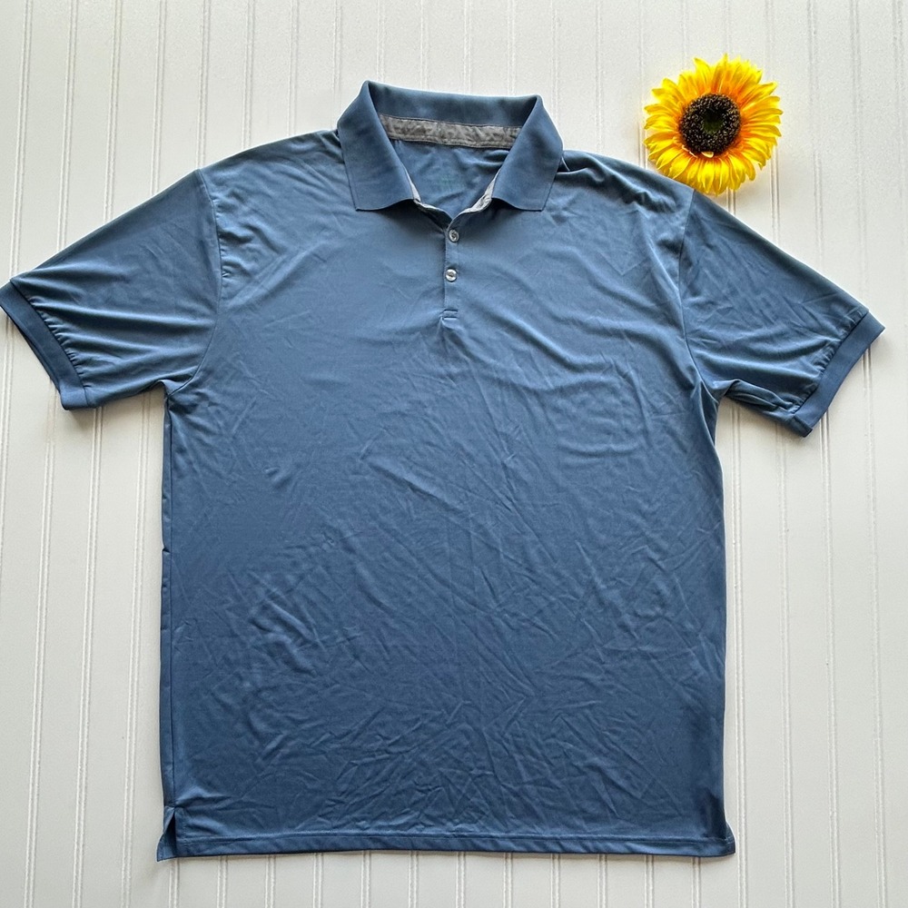 Mio Marino Polo XXL Mens Blue Excellent Short Sleeve Performance Stretch Shirt